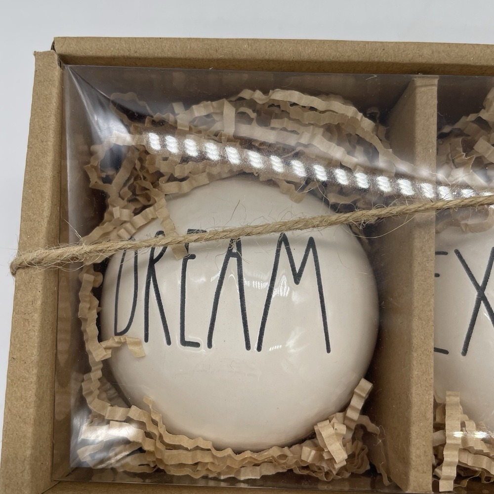 NEW Set of 3 Rae Dunn DREAM EXPLORE IMAGINE Ceramic Ornaments‎ Christmas Holiday - Picture 2 of 11